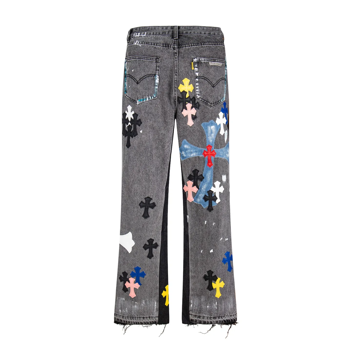 P340 💰 (Top version) Chrome hearts co-branded washed jeans with blue, yellow, black, white and multi-color stitching. Really restores the ultimate vintage texture. Three-dimensional version. Loose and comfortable, not picky about the figure. Makes you look taller and slimmer. Factory-made. Original quality control. Same style for men and women. Can be matched with couples. Versatile recommendation. Must-have jeans for all seasons. Fashionistas have been disappointed. From the quality selection of fabrics, the tailoring of details, and the matching of patterns, they are all impeccable! The upper body is so handsome when worn...it can be easily worn by men, women and children! The craftsmanship is made of heavy-duty washed pure cotton denim fabric. After washing, it is soft and thick. It is very stylish when worn on the body. Color: black Size: 28-30-32-34-36 (corresponding to S-M-L-XL-XXL)